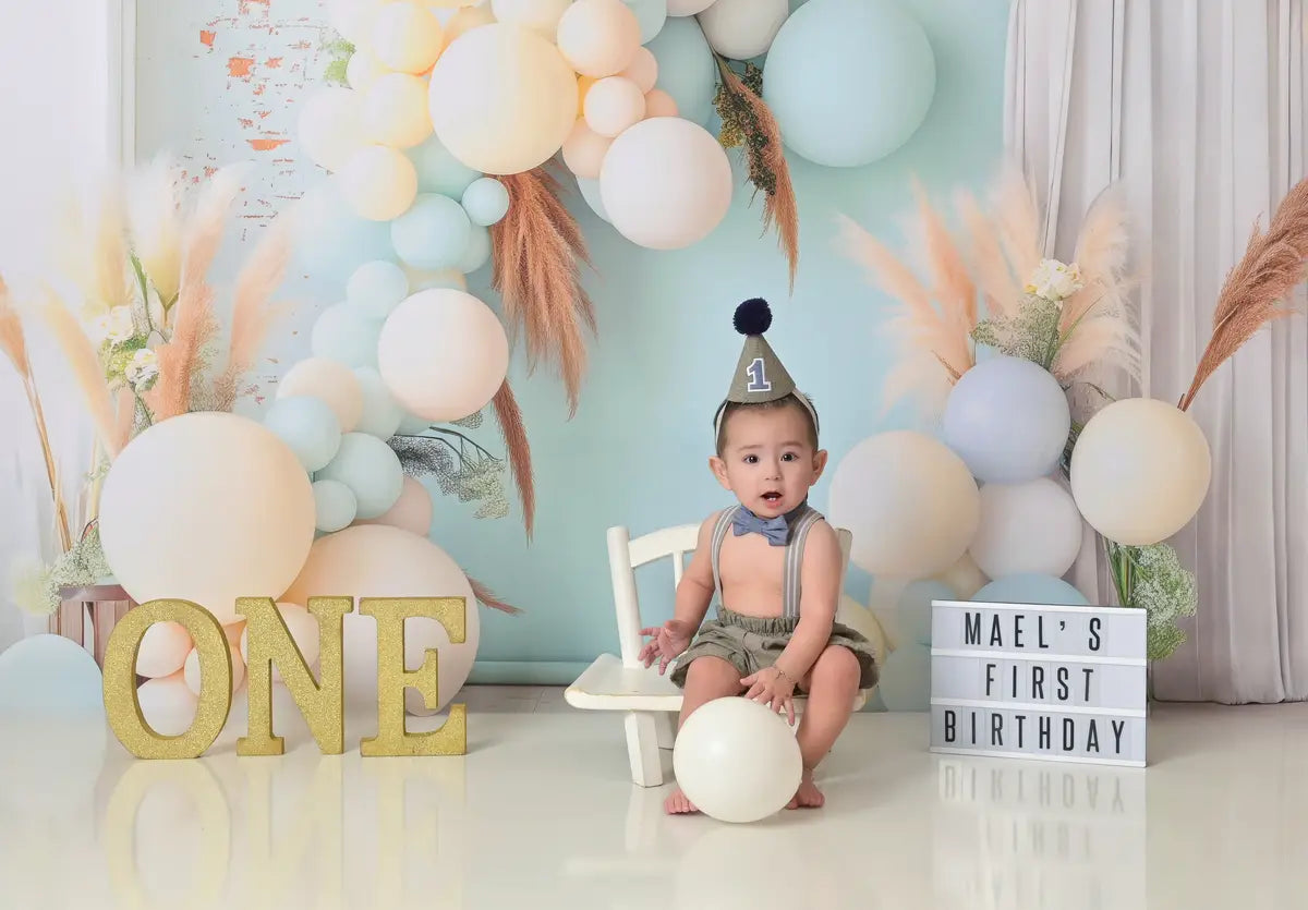 Kate Boho Pastel Blue Balloon Backdrop Designed by Patty Roberts