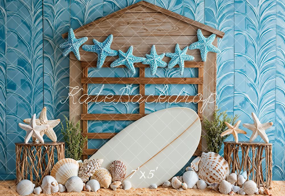 SALE Kate Beach Starfish Seashell Surfboard Backdrop Designed by Kate Image