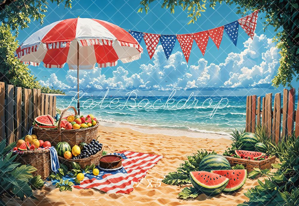 Kate Independence Day Summer Beach Watermelon Backdrop Designed by Emetselch