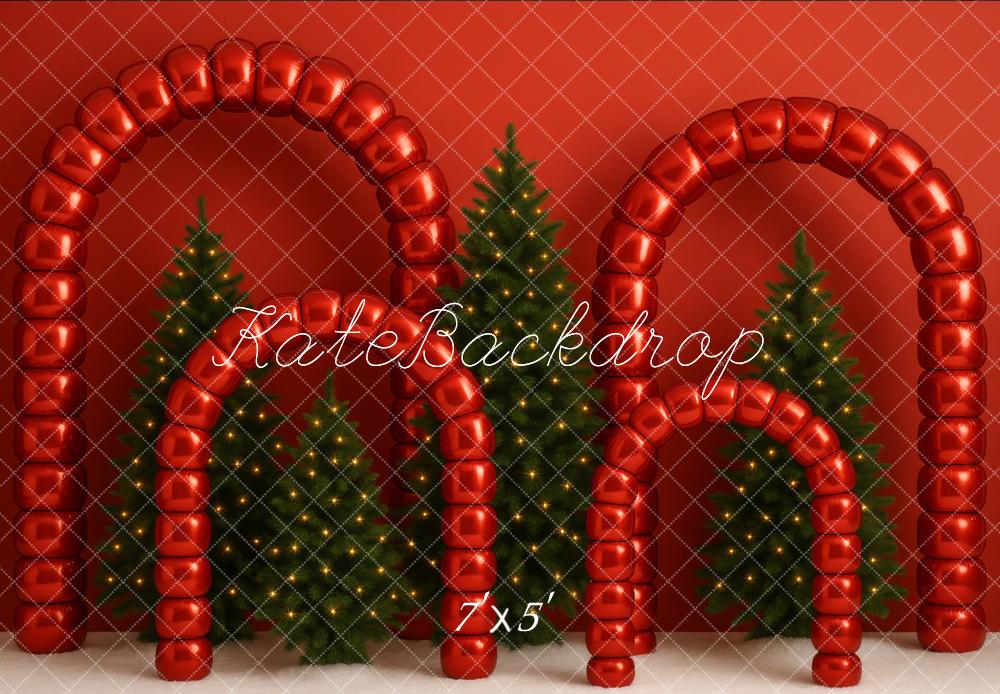 Kate Christmas Tree Red Arch Backdrop Designed by Megan Leigh Photography