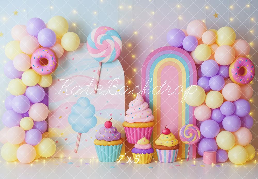 Kate Cake Smash Candyland Cupcake Balloon  Backdrop Designed by Patty Roberts