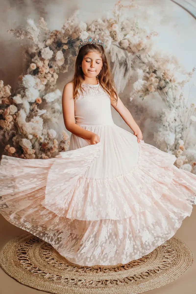 Kate Cream Beige Flower Wall Backdrop Designed by Mini MakeBelieve