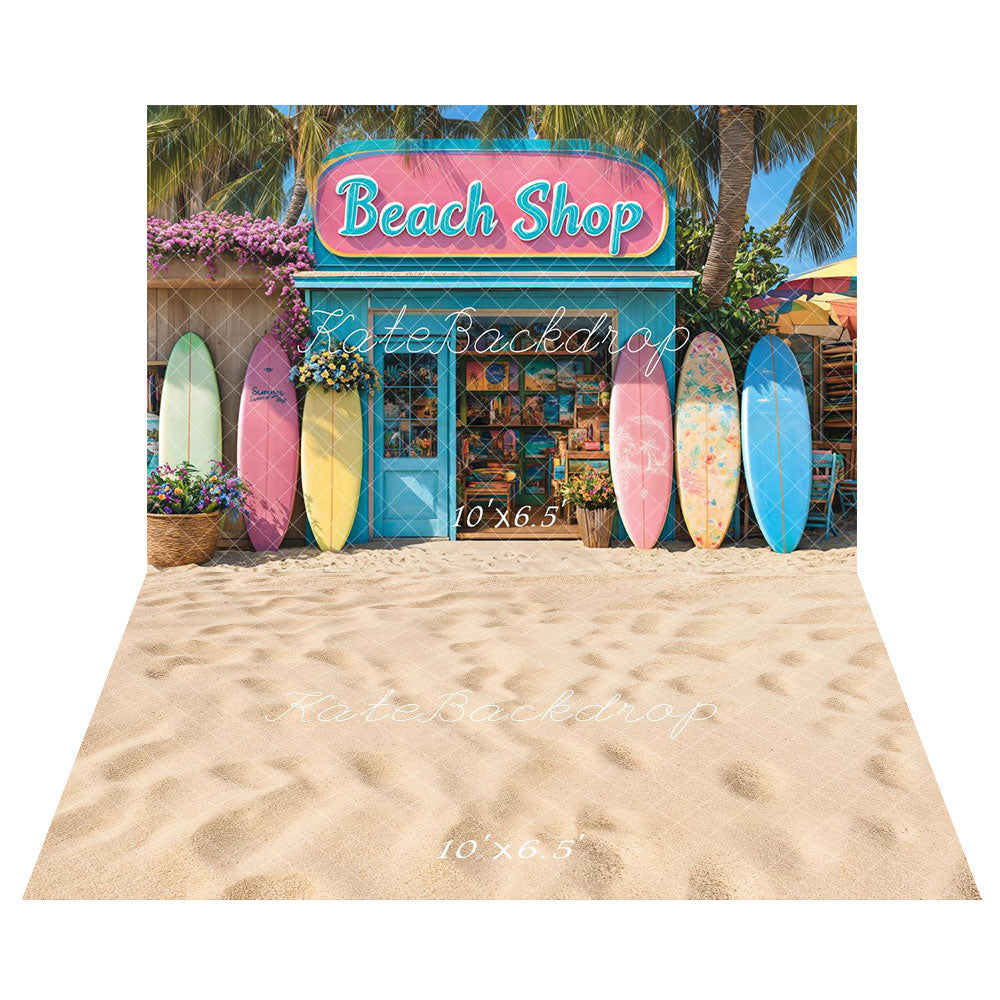 Kate Summer Beach Shop Surfboards Backdrop+Summer Beach Sandy Floor Backdrop