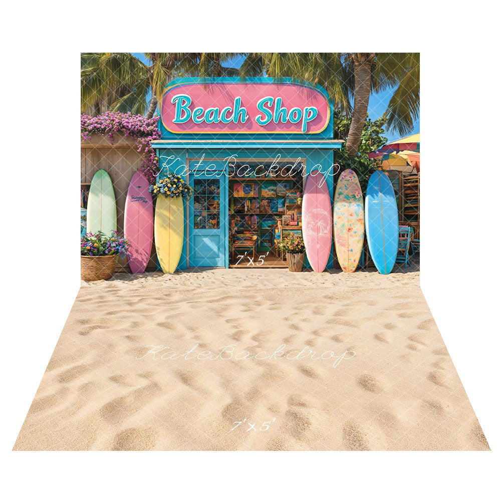 Kate Summer Beach Shop Surfboards Backdrop+Summer Beach Sandy Floor Backdrop