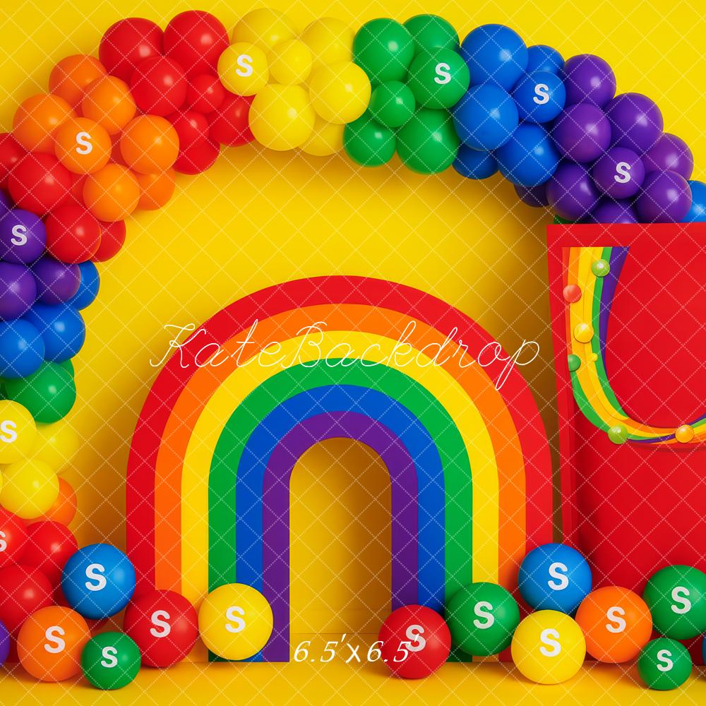Kate Cake Smash Rainbow Candy Balloon Arch Backdrop Designed by Patty Roberts